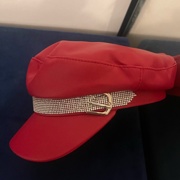 Red Rhinestone Embellished Cap - Picture 3 of 3
